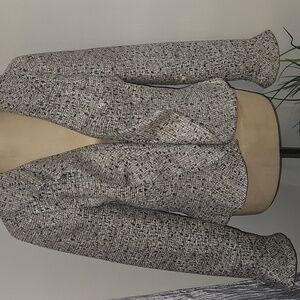 View by Walter Baker Tweed Brown Metallic Peplum Blazer